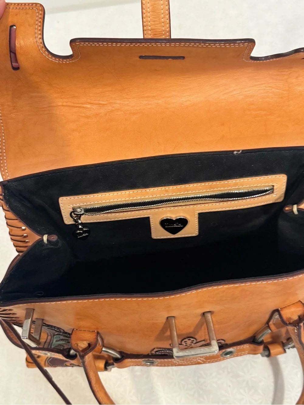 Luella Bartley Gisele Western Floral Leather Satchel Handbag Y2K Rare